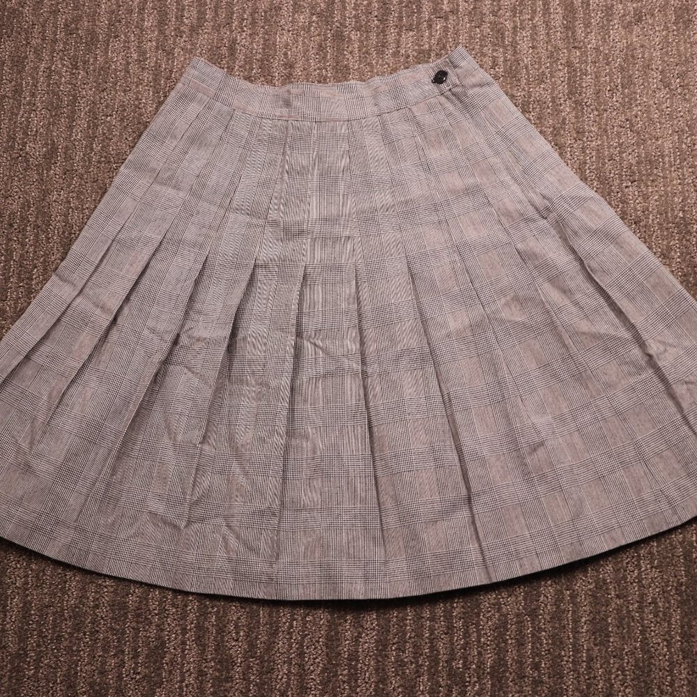 Vintage Rafferty Womens Skirt 11 Gray Plaid Pleated Side Zip Preppy Academia